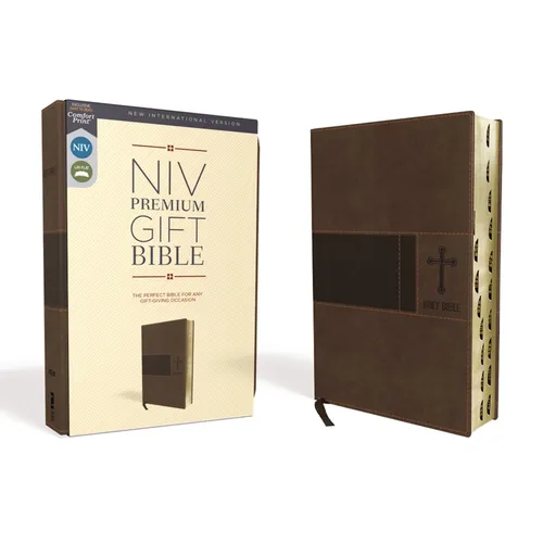 Niv, Premium Gift Bible, Leathersoft, Brown, Red Letter Edition, Indexed, Comfort Print
