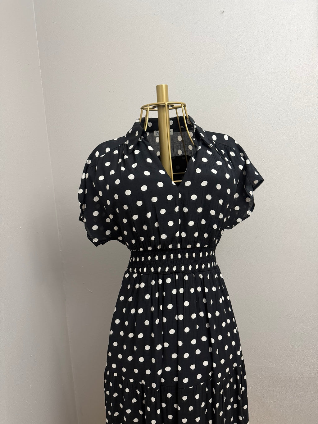 Midnight Dot Tiered Maxi Dress detail