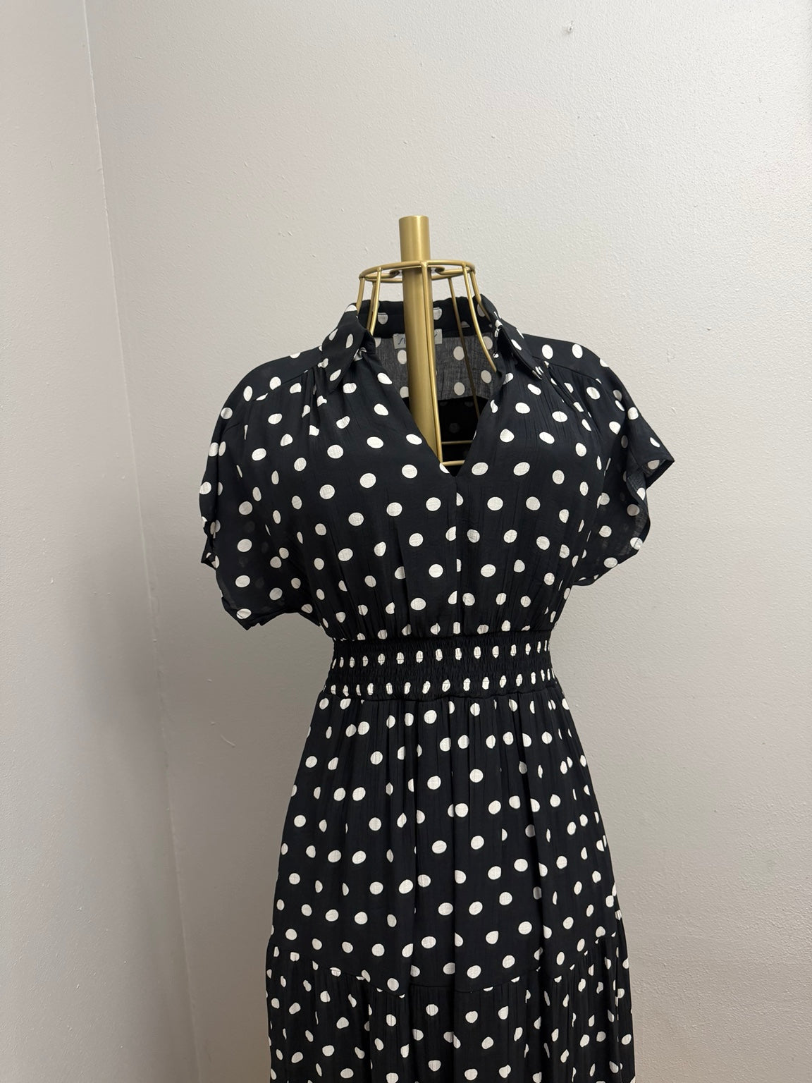 Midnight Dot Tiered Maxi Dress detail