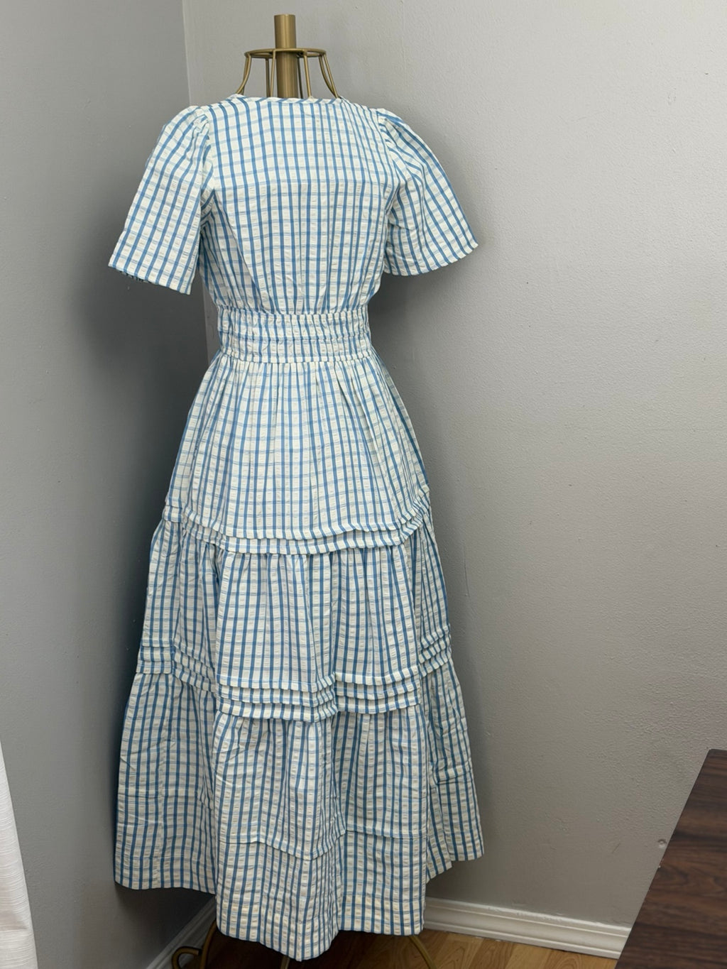 Bluebell Stripe Tiered Maxi Dress back view