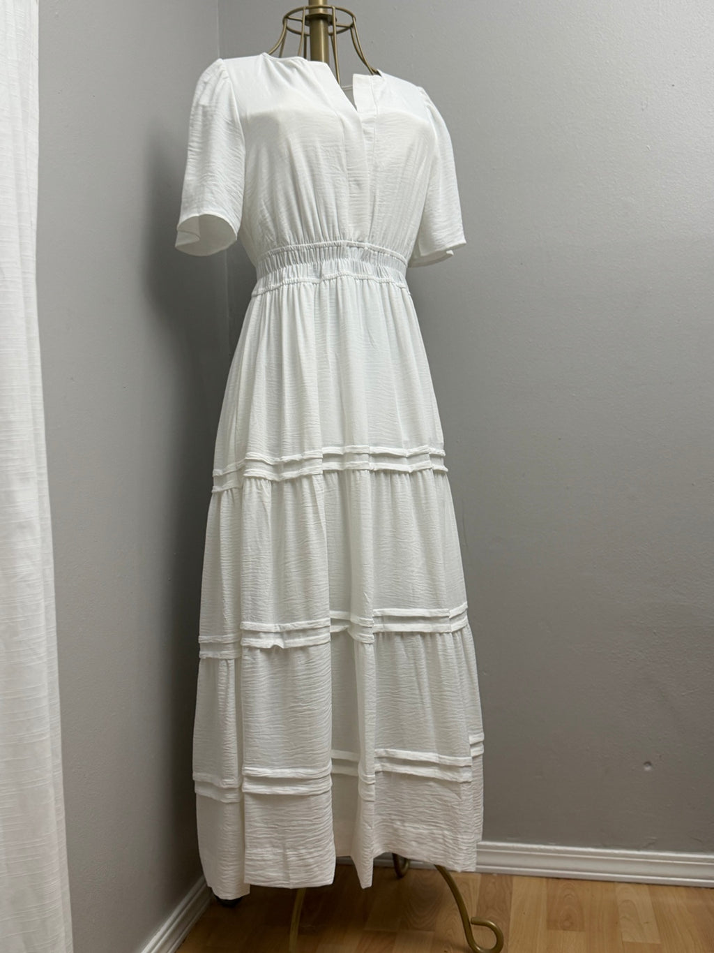 Ivory Haven Tiered Maxi Dress detail