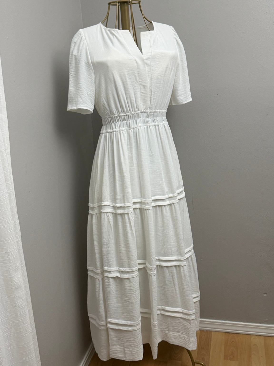 Ivory Haven Tiered Maxi Dress side view